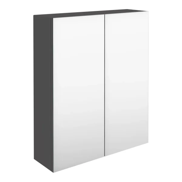 Brooklyn 600mm Gloss Grey Bathroom Mirror Cabinet   2 Door
