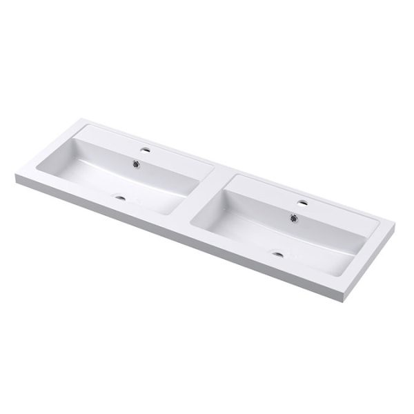 Roxbury Deco Fluted 1200mm Grey Double Basin Vanity Unit   2 Drawer Unit with Chrome Handles - Image 3