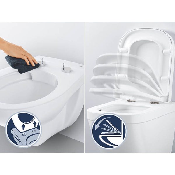 Grohe Bau Rimless Close Coupled Toilet with Soft Close Seat (Bottom Inlet) - Image 5