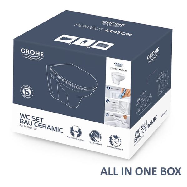 Grohe Bau Rimless Wall Hung Toilet with Soft Close Seat - Image 2