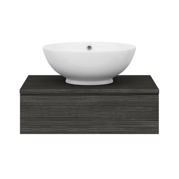 Brooklyn Floating Basin Shelf with Drawer   Black   600mm incl. Round Basin - Image 8