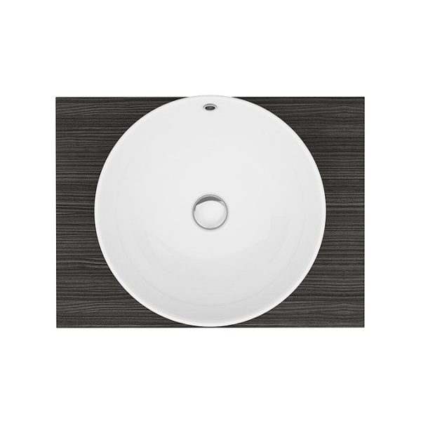 Brooklyn Floating Basin Shelf with Drawer   Black   600mm incl. Round Basin - Image 2
