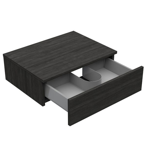 Brooklyn Floating Basin Shelf with Drawer   Black   600mm incl. Round Basin - Image 4