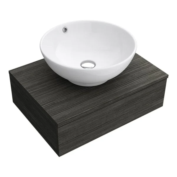 Brooklyn Floating Basin Shelf with Drawer   Black   600mm incl. Round Basin