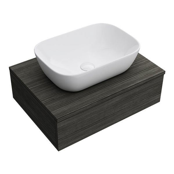 Brooklyn Floating Basin Shelf with Drawer   Black   600mm incl. Curved Rectangular Basin - Image 3