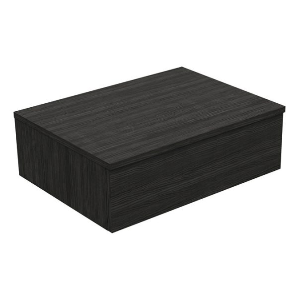 Brooklyn Floating Basin Shelf with Drawer   Black   600mm incl. Curved Rectangular Basin - Image 5