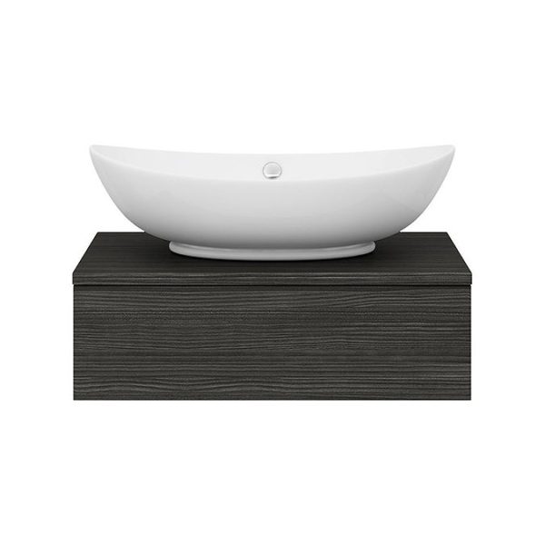 Brooklyn Floating Basin Shelf with Drawer   Black   600mm incl. Oval Basin - Image 2
