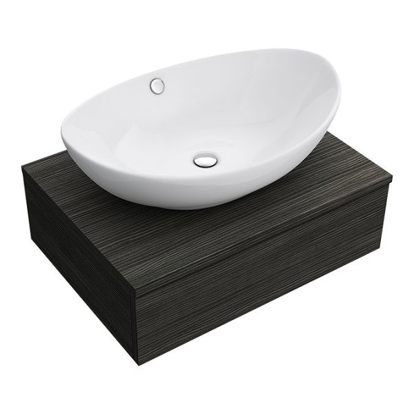 Brooklyn Floating Basin Shelf with Drawer   Black   600mm incl. Oval Basin - Image 3