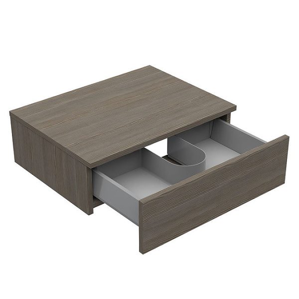 Brooklyn Wall Hung Countertop Basin Shelf with Drawer   Grey Avola   600 x 450mm - Image 3