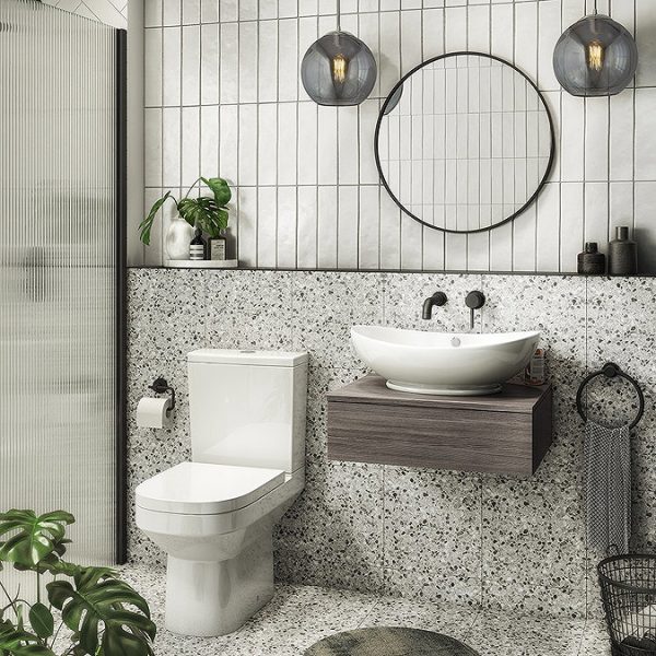 Brooklyn Wall Hung Countertop Basin Shelf with Drawer   Grey Avola   600 x 450mm - Image 5