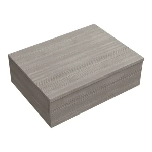 Brooklyn Wall Hung Countertop Basin Shelf with Drawer   Grey Avola   600 x 450mm