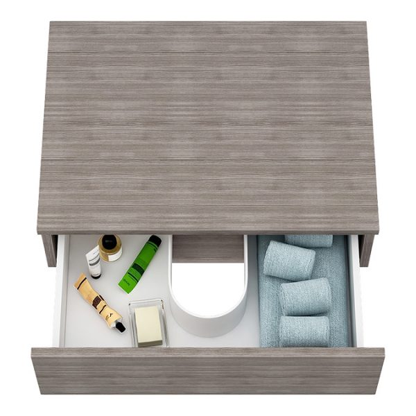 Brooklyn Floating Basin Shelf with Drawer   Grey Avola   600mm incl. Oval Basin - Image 7