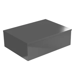 Brooklyn Wall Hung Countertop Basin Shelf with Drawer   Gloss Grey   600 x 450mm