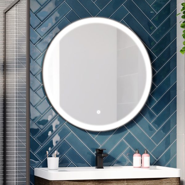 Arezzo Matt Black 800mm Round LED Illuminated Anti Fog Bathroom Mirror - Image 7