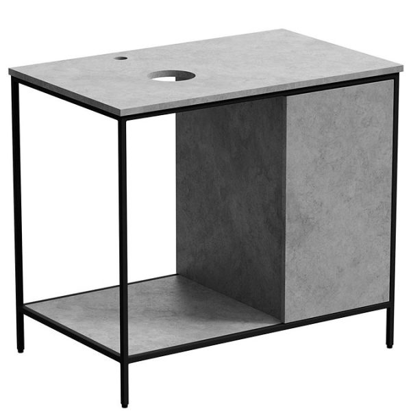 Mode Bergne 812mm Concrete Grey Worktop with Black Steel Framed Washstand - Image 3