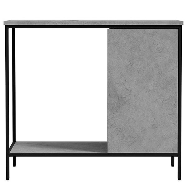 Mode Bergne 812mm Concrete Grey Worktop with Black Steel Framed Washstand - Image 6