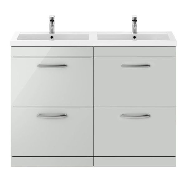 Brooklyn 1205mm Grey Mist Double Basin 4 Drawer Vanity Unit - Image 2
