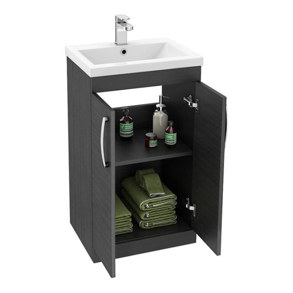 Brooklyn 500mm Black Vanity Unit   Floor Standing 2 Door Unit - Image 4