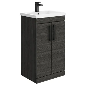 Brooklyn Black Vanity Unit   500mm Wide with Matt Black Handles