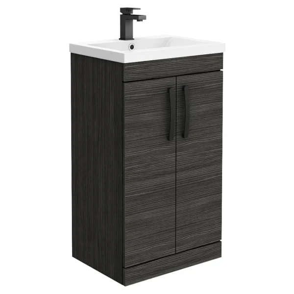 Brooklyn Black Vanity Unit   500mm Wide with Matt Black Handles