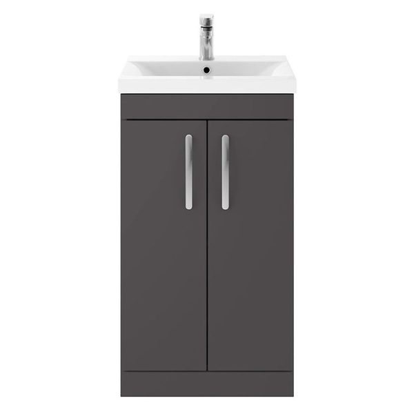 Brooklyn 500mm Gloss Grey Vanity Unit   Floor Standing 2 Door Unit - Image 4