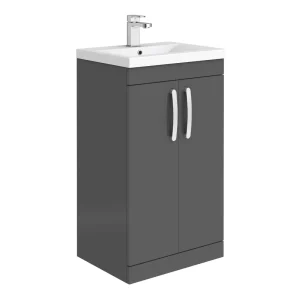 Brooklyn 500mm Gloss Grey Vanity Unit   Floor Standing 2 Door Unit