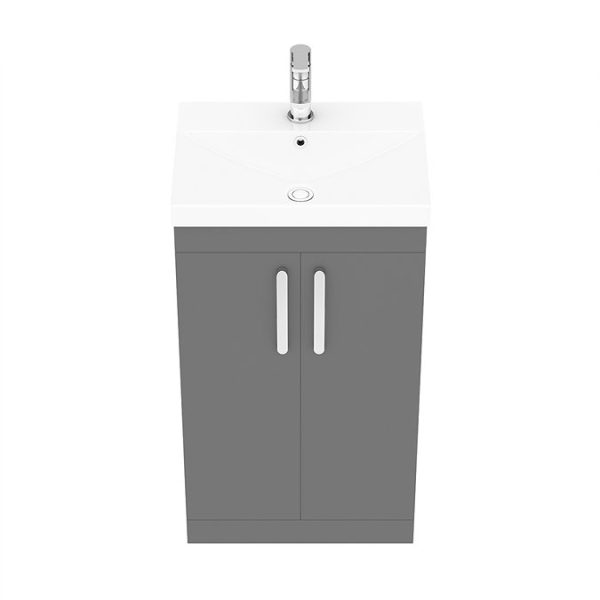 Brooklyn 500 Gloss Grey Floor Standing Vanity Unit with Thin Edge Basin - Image 6