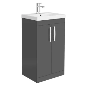 Brooklyn 500 Gloss Grey Floor Standing Vanity Unit with Thin Edge Basin
