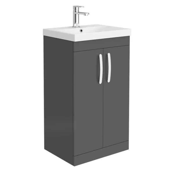 Brooklyn 500 Gloss Grey Floor Standing Vanity Unit with Thin Edge Basin