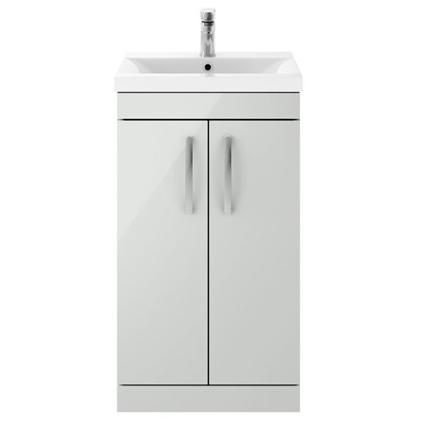 Brooklyn 500mm Grey Mist Vanity Unit   Floor Standing 2 Door Unit - Image 4