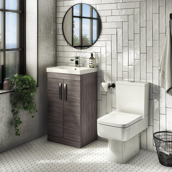 Brooklyn 500mm Grey Avola Vanity Unit   Floor Standing 2 Door Unit - Image 7