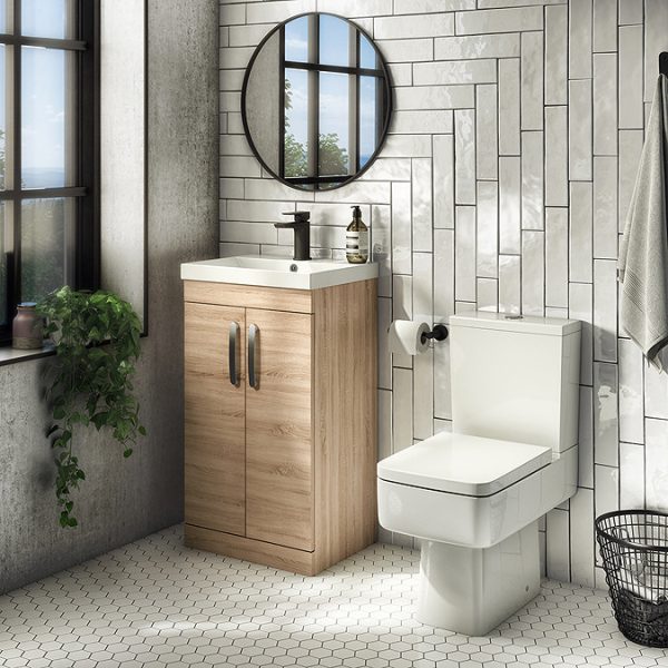 Brooklyn 500mm Natural Oak Vanity Unit   Floor Standing 2 Door Unit - Image 6