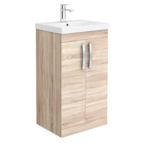 Brooklyn 500 Natural Oak Floor Standing Vanity Unit with Thin Edge Basin