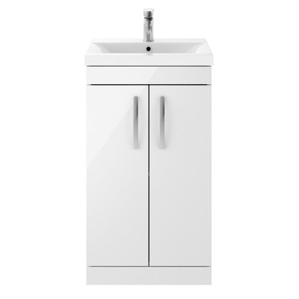 Brooklyn 500mm White Gloss Vanity Unit   Floor Standing 2 Door Unit - Image 5