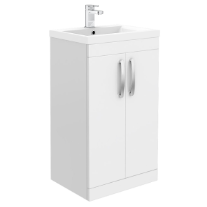 Brooklyn 500mm White Gloss Vanity Unit   Floor Standing 2 Door Unit