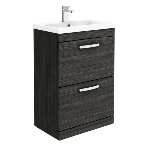 Brooklyn 600mm Black Vanity Unit   Floor Standing 2 Drawer Unit