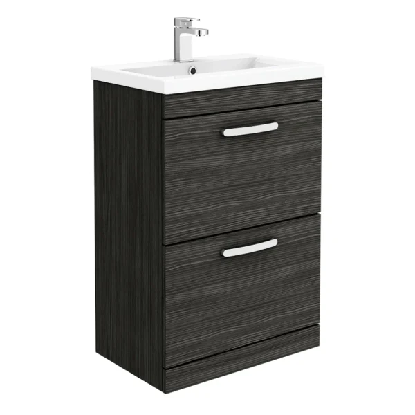 Brooklyn 600mm Black Vanity Unit   Floor Standing 2 Drawer Unit