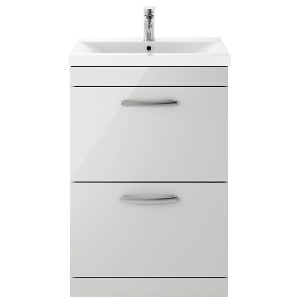 Brooklyn 600mm Grey Mist Vanity Unit   Floor Standing 2 Drawer Unit - Image 4