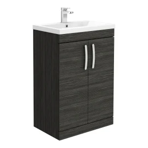 Brooklyn 600mm Black Vanity Unit   Floor Standing 2 Door Unit