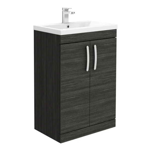 Brooklyn 600mm Black Vanity Unit   Floor Standing 2 Door Unit