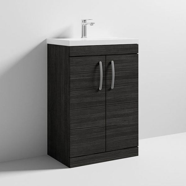 Brooklyn 600 Black Floor Standing Vanity Unit with Thin Edge Basin - Image 5