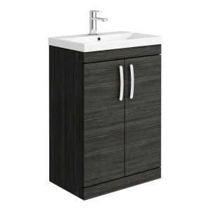 Brooklyn 600 Black Floor Standing Vanity Unit with Thin Edge Basin