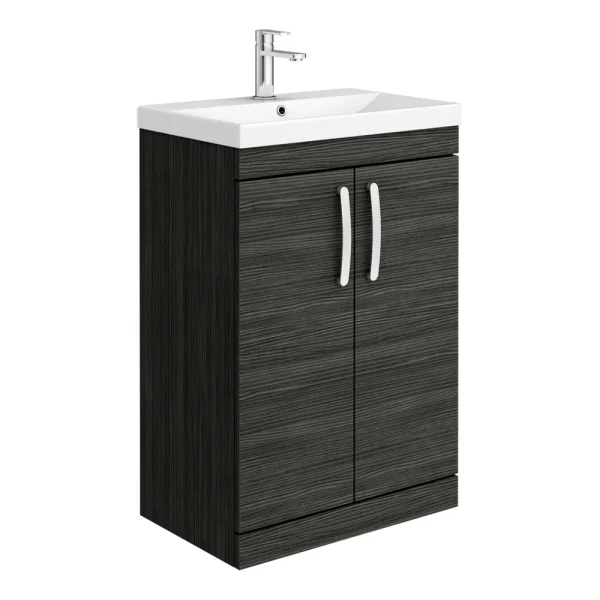 Brooklyn 600 Black Floor Standing Vanity Unit with Thin Edge Basin