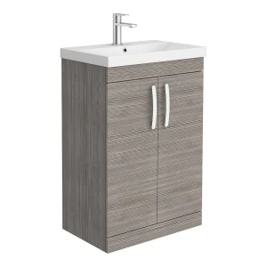 Brooklyn 600 Grey Avola Floor Standing Vanity Unit with Thin Edge Basin