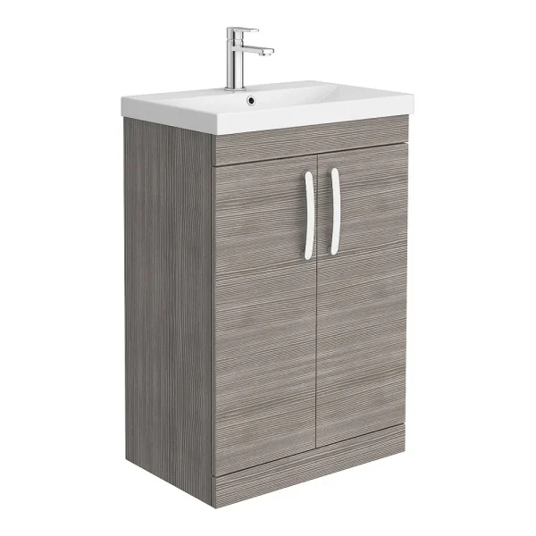 Brooklyn 600 Grey Avola Floor Standing Vanity Unit with Thin Edge Basin