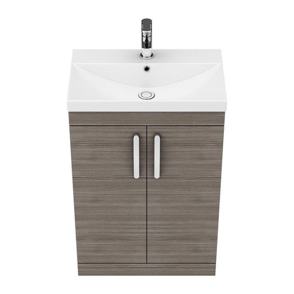 Brooklyn 600 Grey Avola Floor Standing Vanity Unit with Thin Edge Basin - Image 6