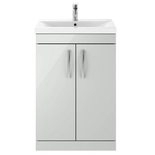 Brooklyn 600mm Grey Mist Vanity Unit   Floor Standing 2 Door Unit - Image 5