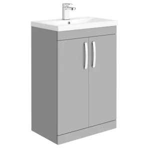 Brooklyn 600mm Grey Mist Vanity Unit   Floor Standing 2 Door Unit