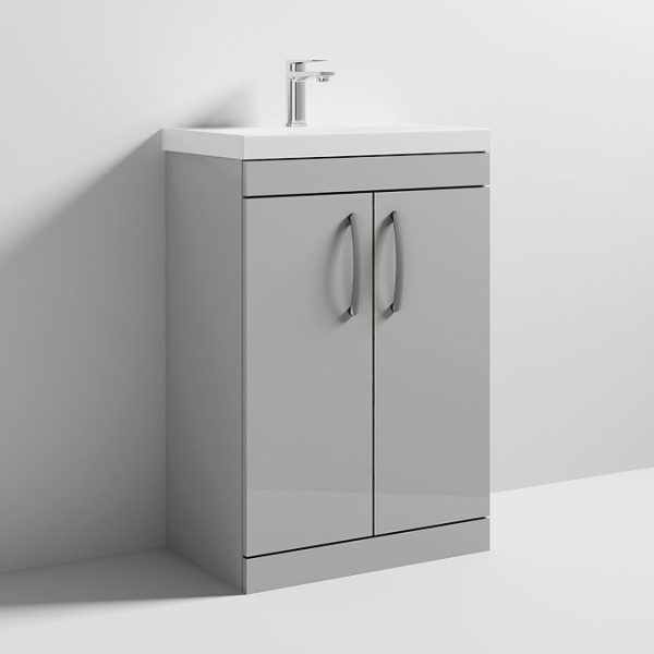 Brooklyn 600 Grey Mist Floor Standing Vanity Unit with Thin Edge Basin - Image 4