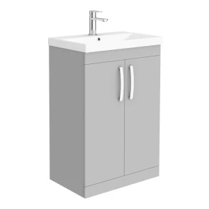 Brooklyn 600 Grey Mist Floor Standing Vanity Unit with Thin Edge Basin